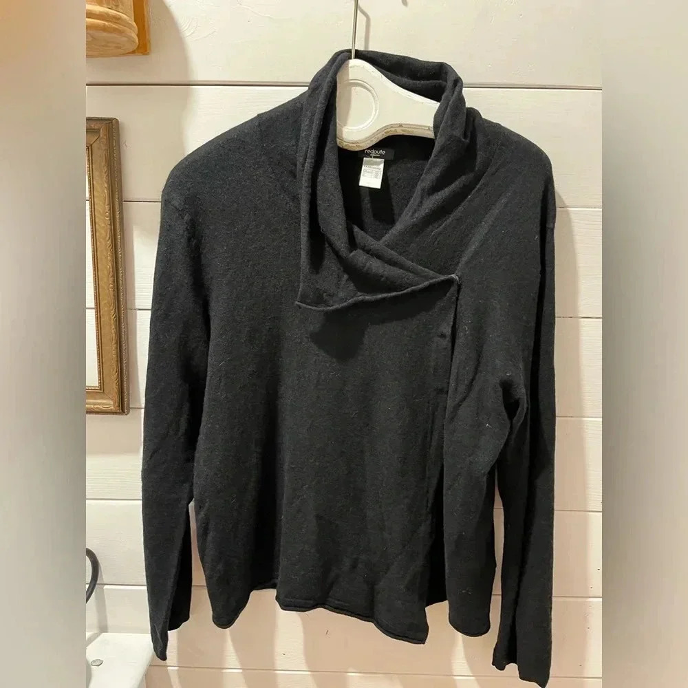 LA REDOUTE 50% wool asymmetrical black cardigan size 20/22